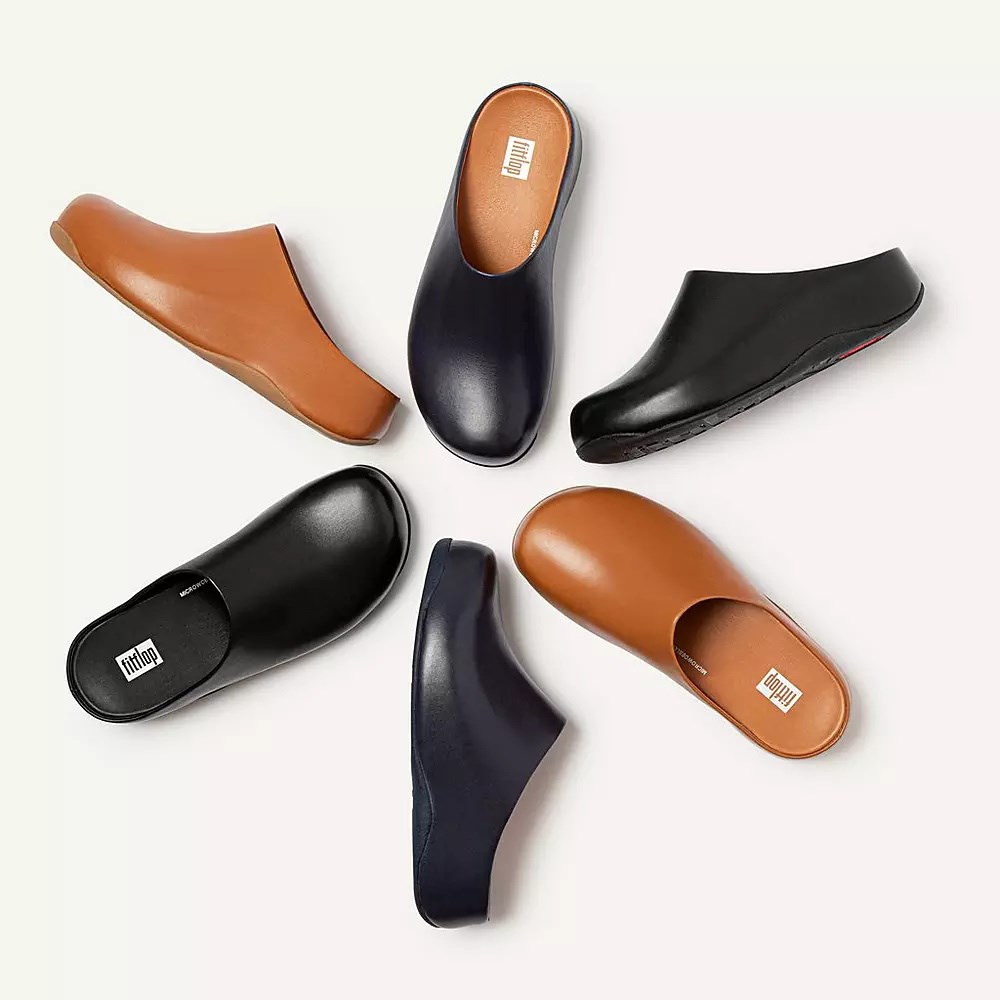 Fitflop SHUV Lær Tresko Dame Svarte | 501827-Q