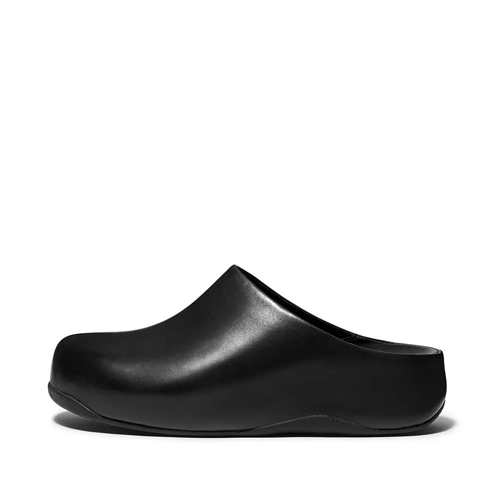 Fitflop SHUV Lær Tresko Dame Svarte | 501827-Q