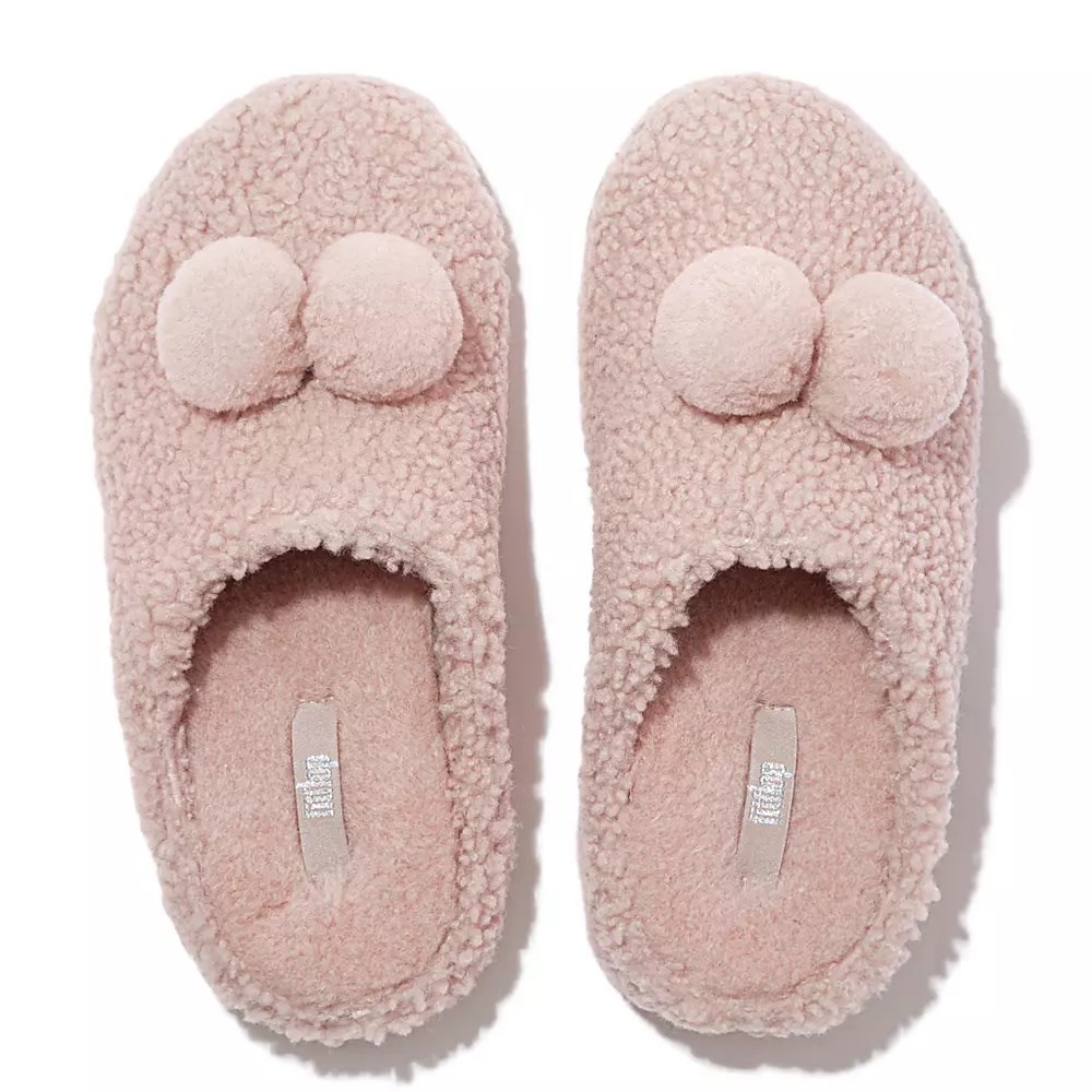 Fitflop SHUV Pom-Pom Shearling Clog Tøfler Dame Rosa | 692430-J