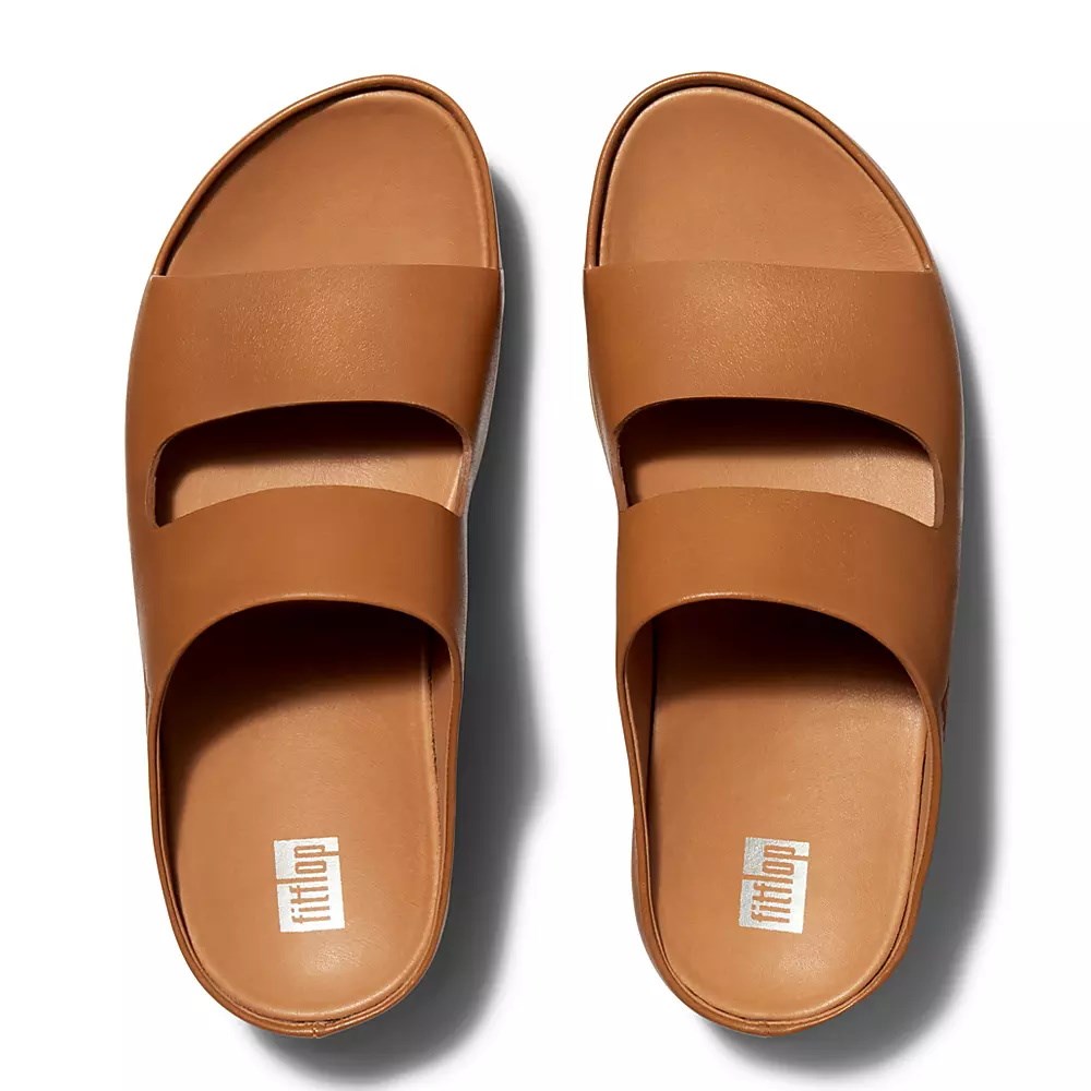 Fitflop SHUV Two-Bar Lær Badesandaler Dame Brune | 196043-M