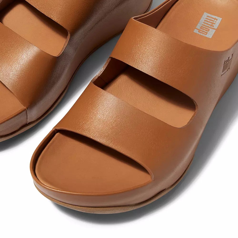 Fitflop SHUV Two-Bar Lær Badesandaler Dame Brune | 196043-M