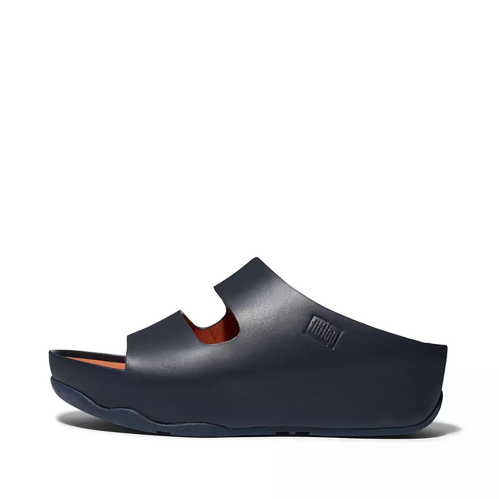 Fitflop SHUV Two-Bar Lær Badesandaler Dame Marineblå | 387506-I