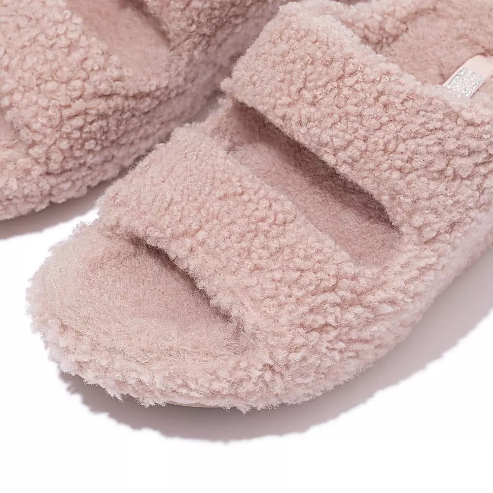 Fitflop SHUV Two-Bar Shearling Badesandaler Dame Rosa | 946758-M