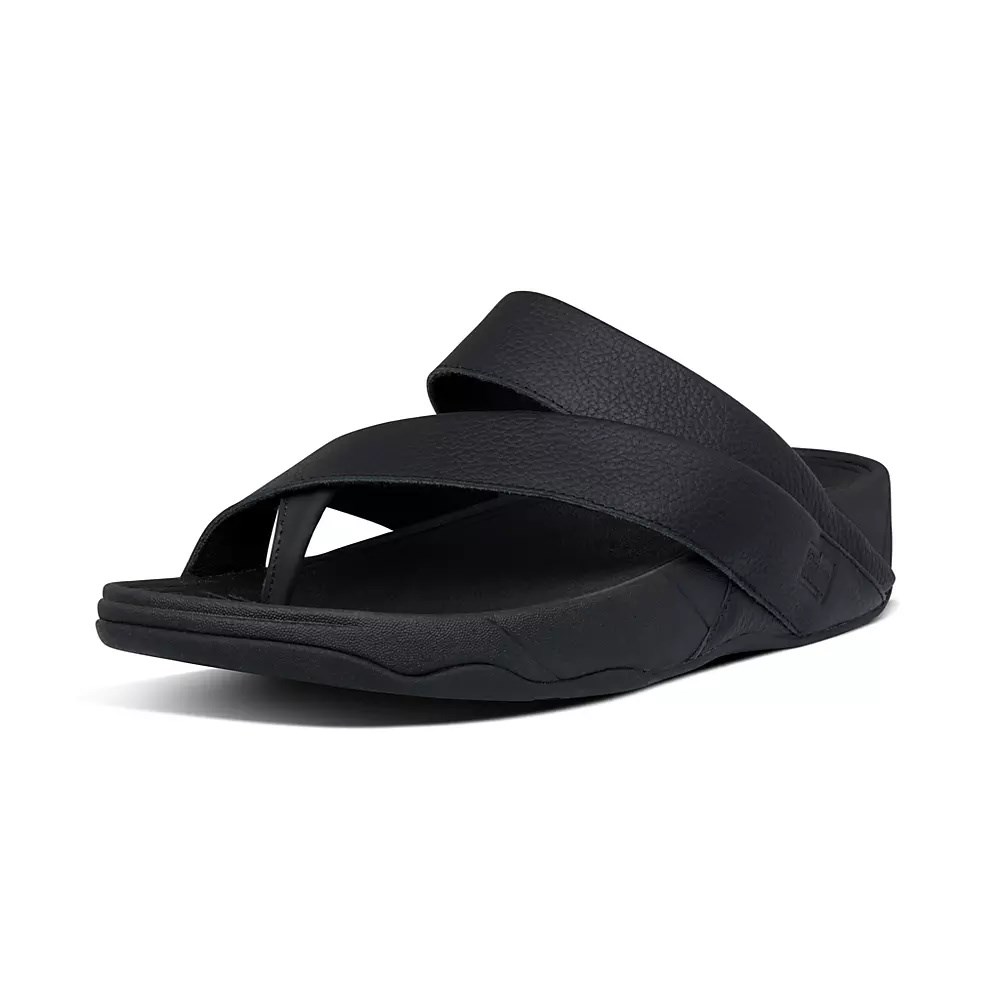 Fitflop SLING Lær Tå-Post Sandaler Herre Svarte | 687240-F