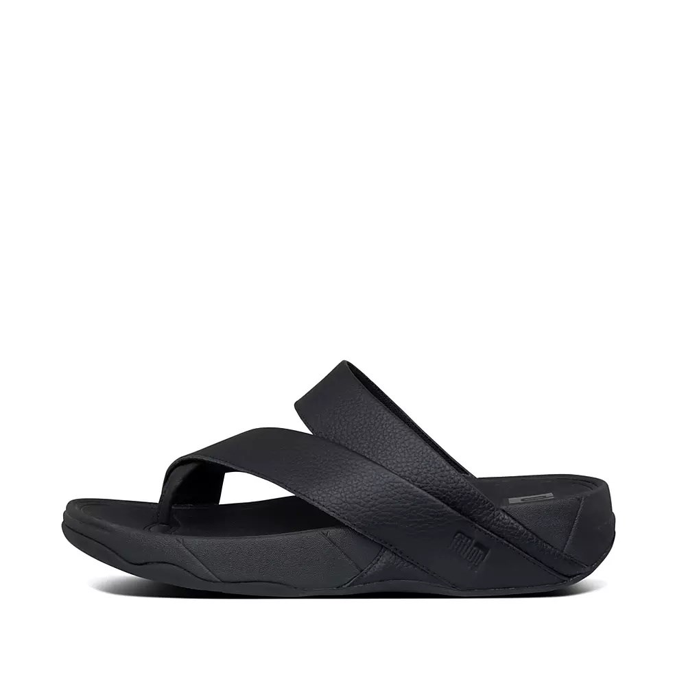 Fitflop SLING Lær Tå-Post Sandaler Herre Svarte | 687240-F