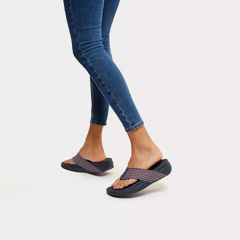 Fitflop SURFA Tå-Post Sandaler Dame Multicolor Svarte | 593864-K