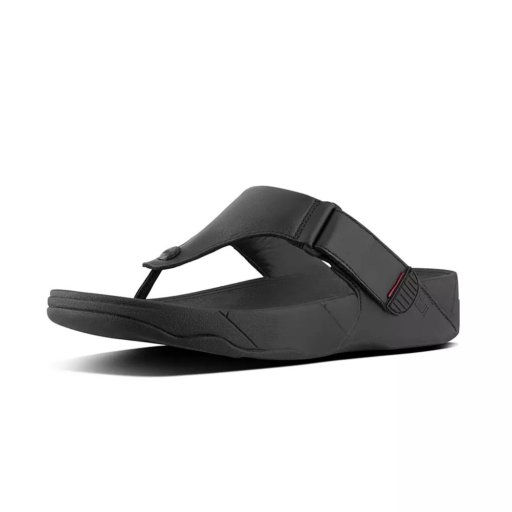 Fitflop TRAKK II Lær Tå-Post Sandaler Herre Svarte | 012375-W