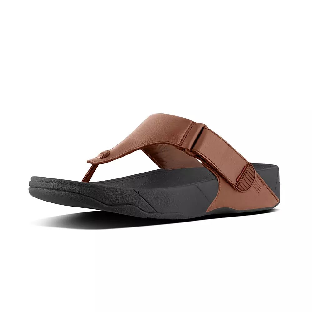 Fitflop TRAKK II Lær Tå-Post Sandaler Herre Brune | 139654-F