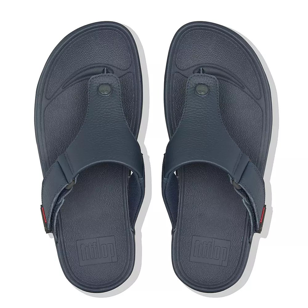 Fitflop TRAKK II Lær Tå-Post Sandaler Herre Marineblå | 458920-Y