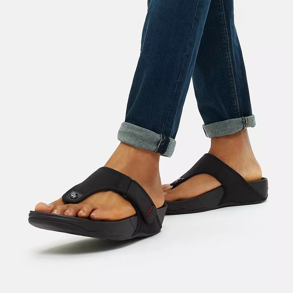 Fitflop TRAKK II Vann-Resistant Tå-Post Sandaler Herre Svarte | 218947-P