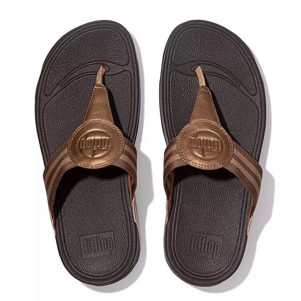 Fitflop WALKSTAR Webbing Tå-Post Sandaler Dame Brune Gull | 143529-N