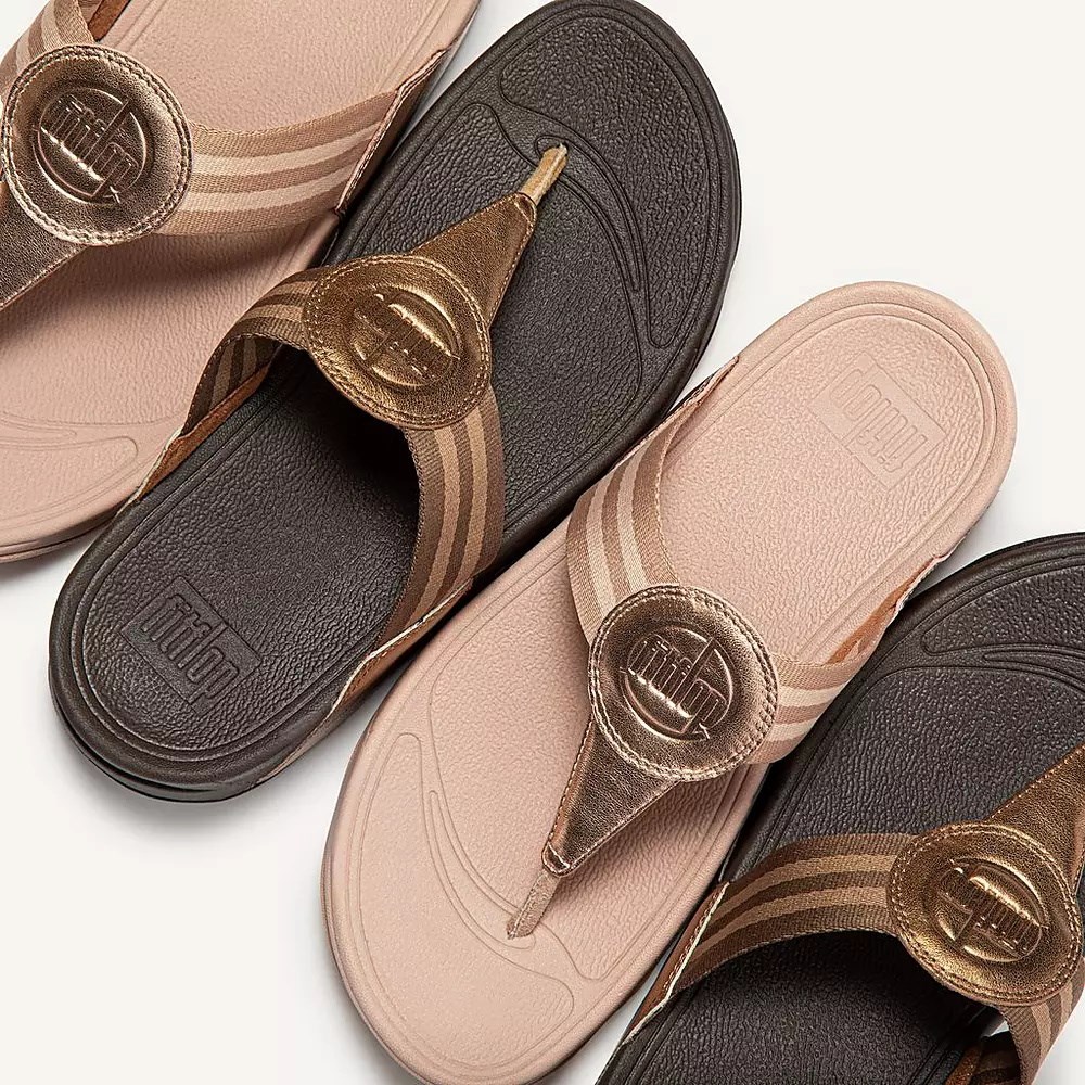 Fitflop WALKSTAR Webbing Tå-Post Sandaler Dame Brune Gull | 143529-N