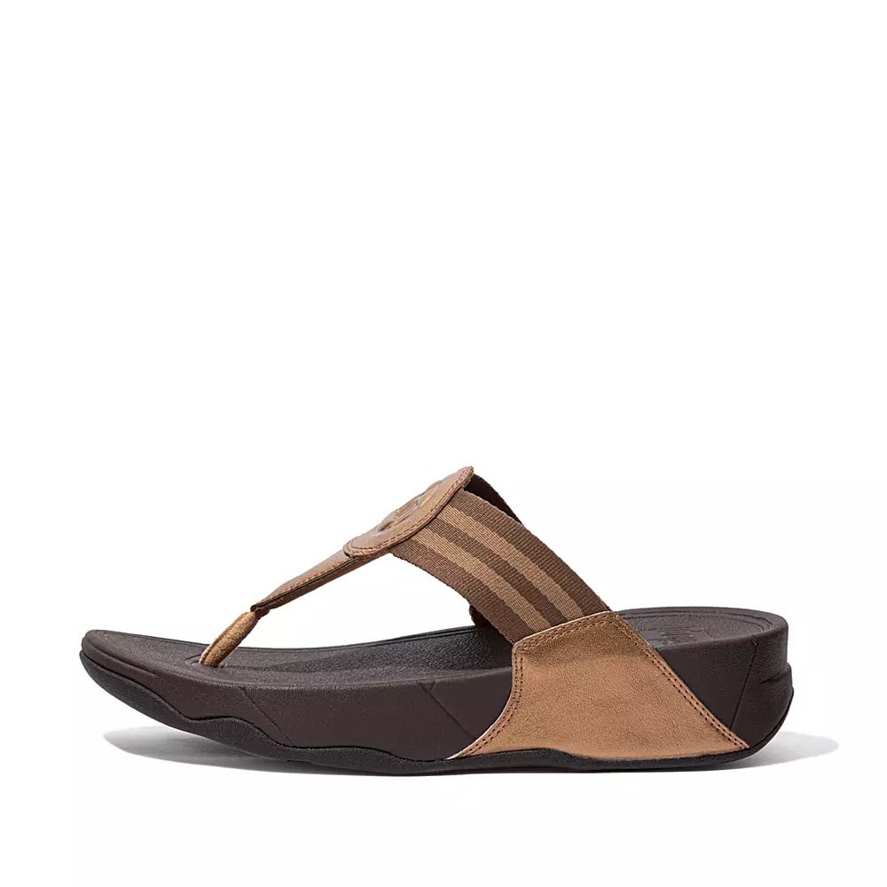 Fitflop WALKSTAR Webbing Tå-Post Sandaler Dame Brune Gull | 143529-N