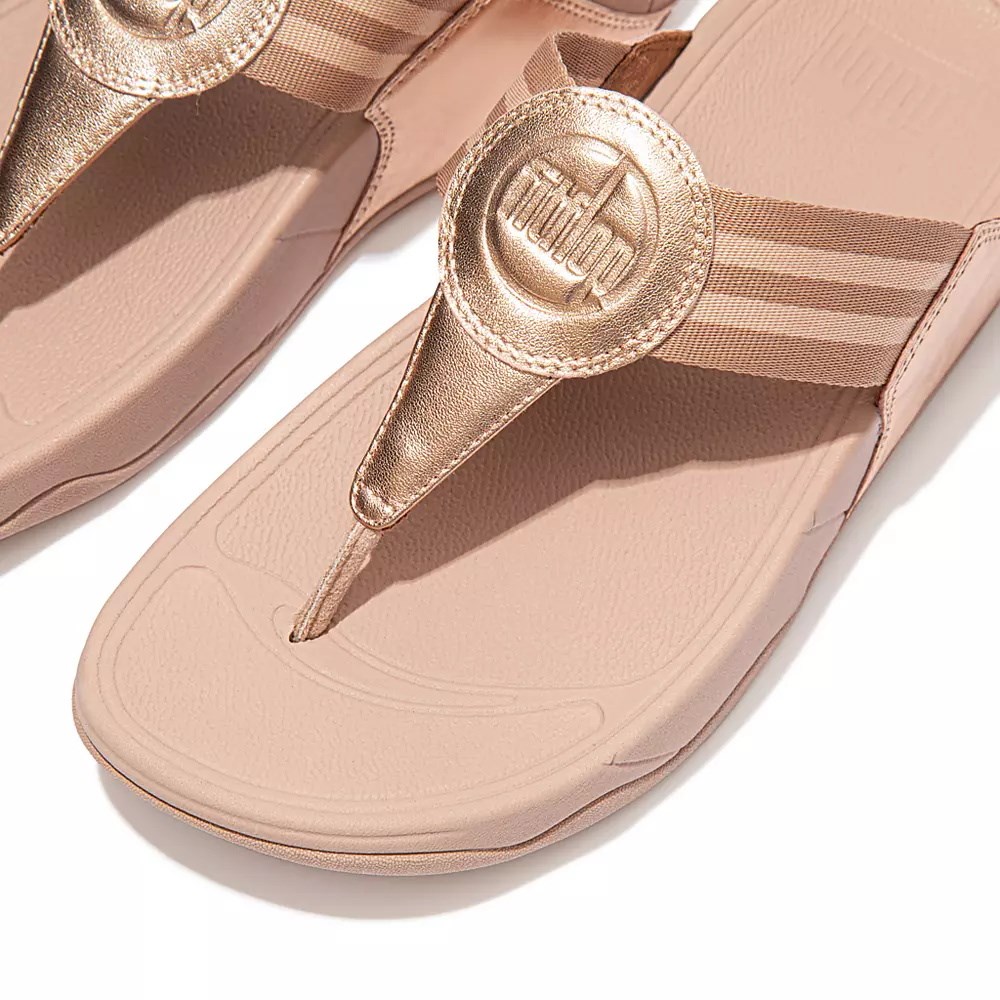 Fitflop WALKSTAR Webbing Tå-Post Sandaler Dame Rosa Gull | 840357-A